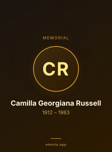 Memorial portrait of Camilla Georgiana Russell