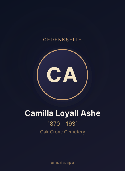 Gedenkportrait von Camilla Loyall Ashe