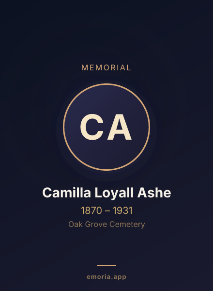 Memorial portrait of Camilla Loyall Ashe