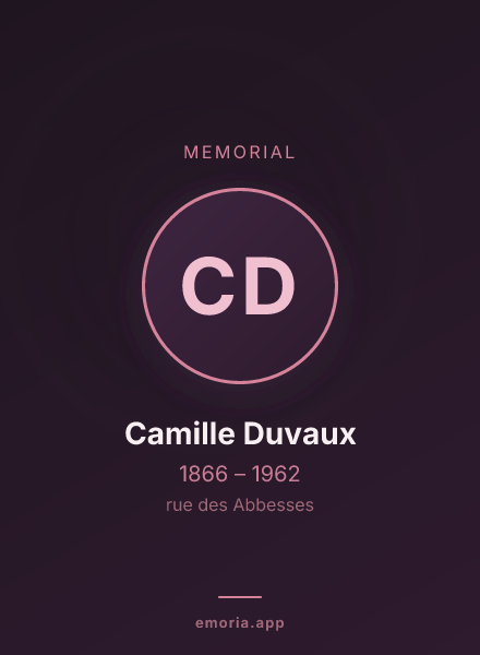 Memorial portrait of Camille Duvaux
