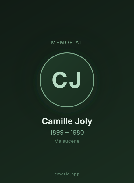 Memorial portrait of Camille Joly