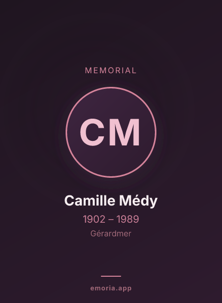 Memorial portrait of Camille Médy