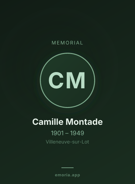 Memorial portrait of Camille Montade