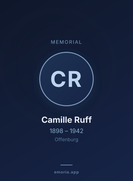 Memorial portrait of Camille Ruff