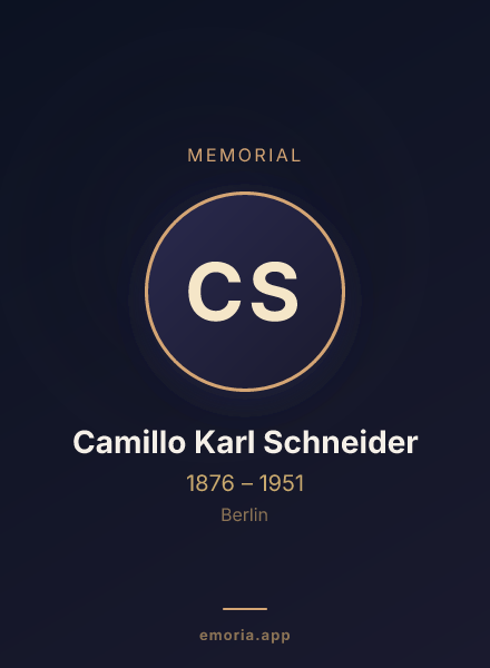 Memorial portrait of Camillo Karl Schneider