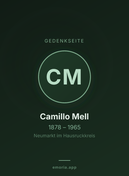 Gedenkportrait von Camillo Mell