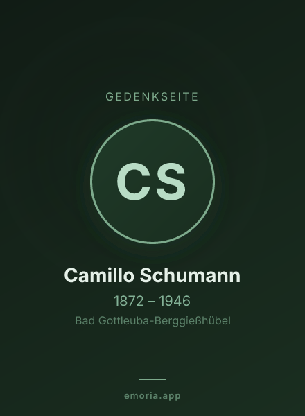 Gedenkportrait von Camillo Schumann