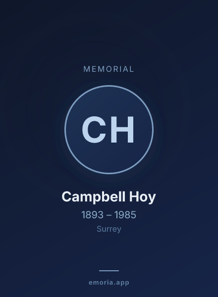 Memorial portrait of Campbell Hoy