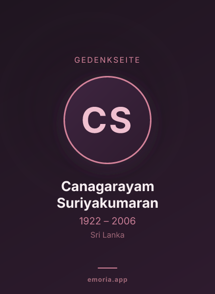 Gedenkportrait von Canagarayam Suriyakumaran