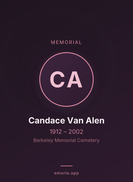 Memorial portrait of Candace Van Alen
