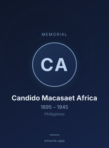 Memorial portrait of Candido Macasaet Africa