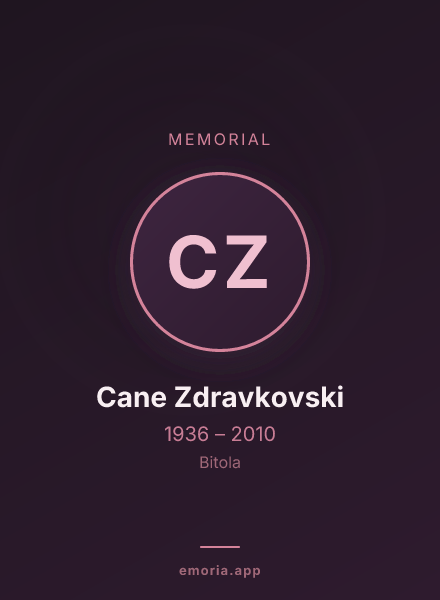 Memorial portrait of Cane Zdravkovski