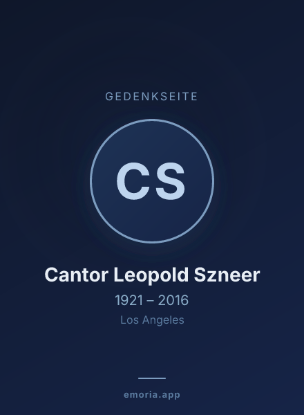 Gedenkportrait von Cantor Leopold Szneer