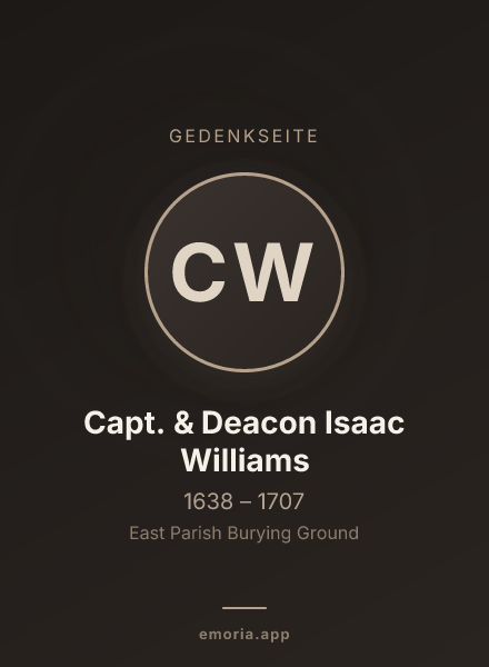 Gedenkportrait von Capt. & Deacon Isaac Williams