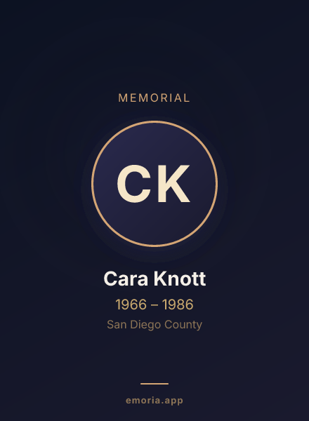 Memorial portrait of Cara Knott