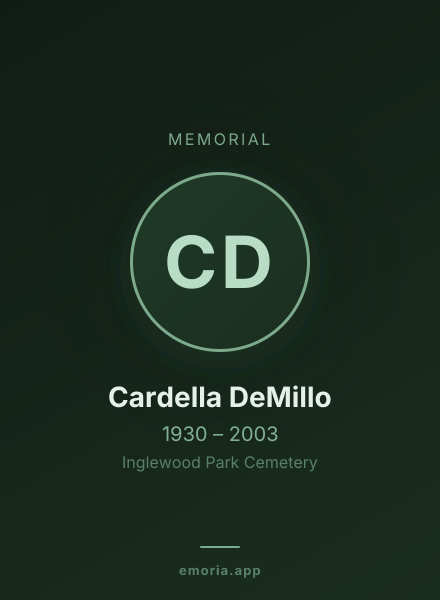 Memorial portrait of Cardella DeMillo