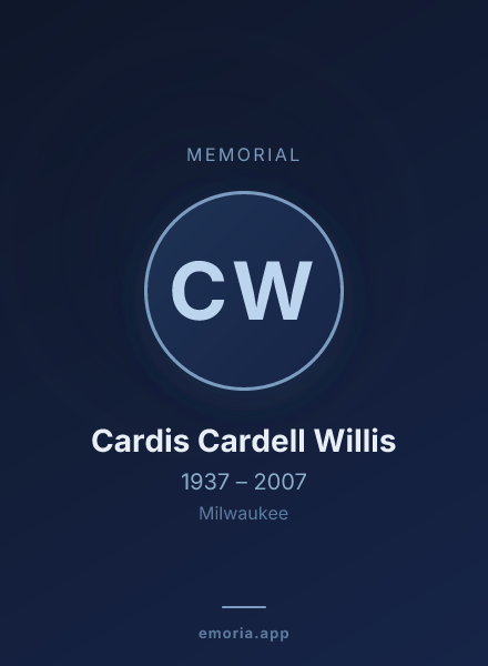 Memorial portrait of Cardis Cardell Willis