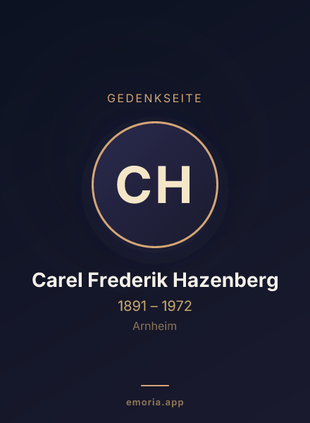 Gedenkportrait von Carel Frederik Hazenberg