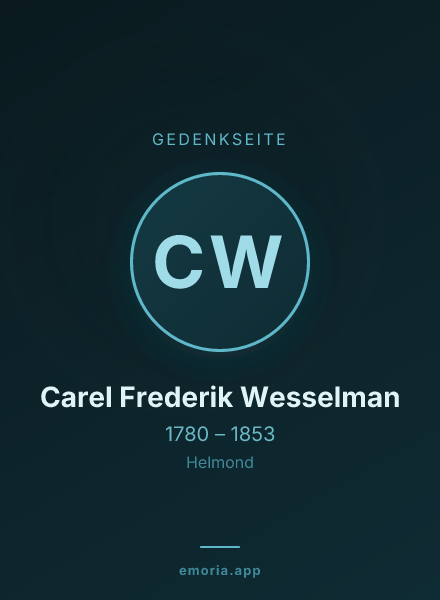 Gedenkportrait von Carel Frederik Wesselman