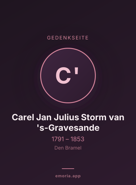 Gedenkportrait von Carel Jan Julius Storm van 's-Gravesande
