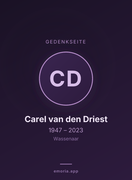 Gedenkportrait von Carel van den Driest
