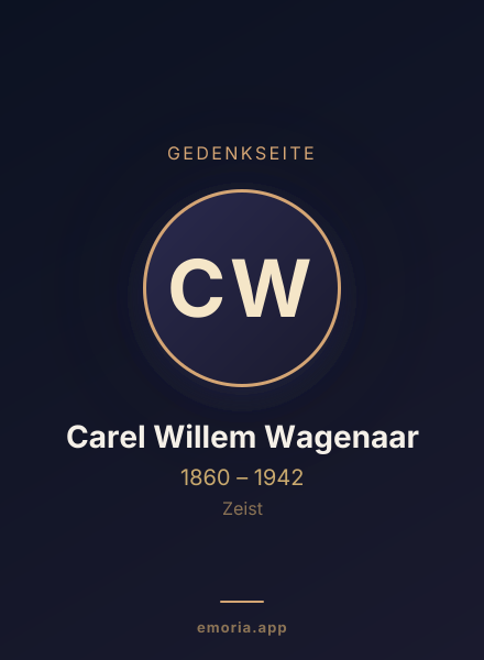 Gedenkportrait von Carel Willem Wagenaar