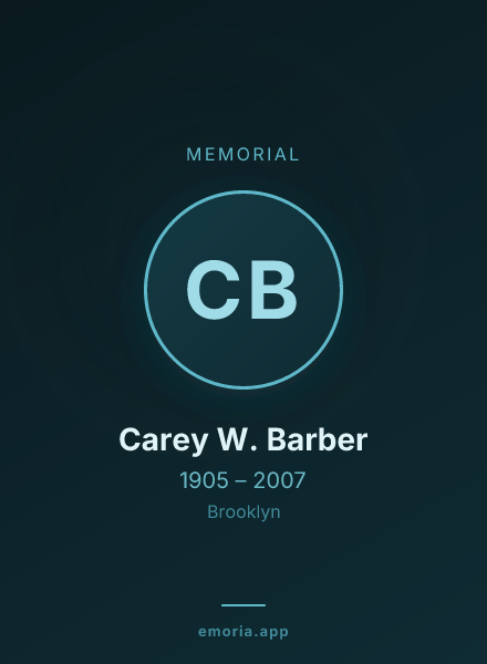 Memorial portrait of Carey W. Barber