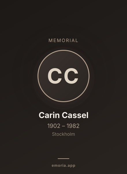 Memorial portrait of Carin Cassel