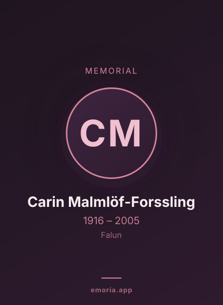 Memorial portrait of Carin Malmlöf-Forssling