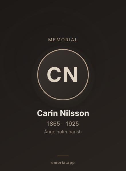 Memorial portrait of Carin Nilsson