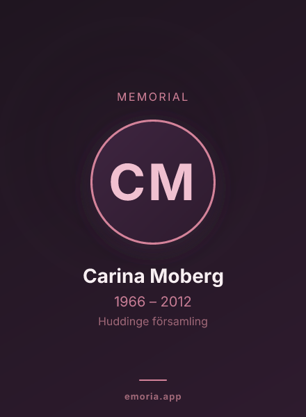 Memorial portrait of Carina Moberg