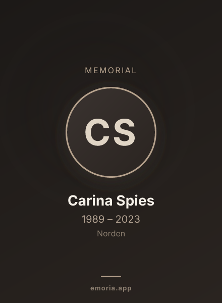 Memorial portrait of Carina Spies
