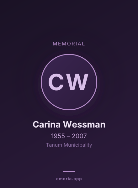 Memorial portrait of Carina Wessman