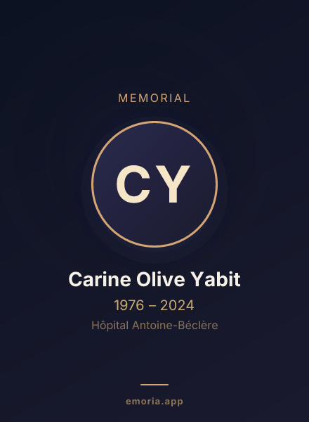 Memorial portrait of Carine Olive Yabit