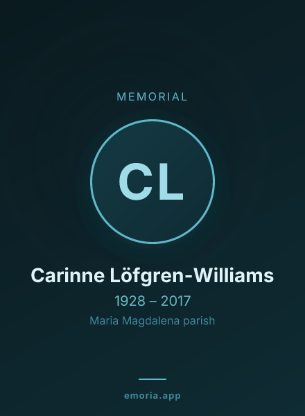 Memorial portrait of Carinne Löfgren-Williams