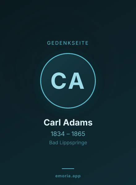 Gedenkportrait von Carl Adams