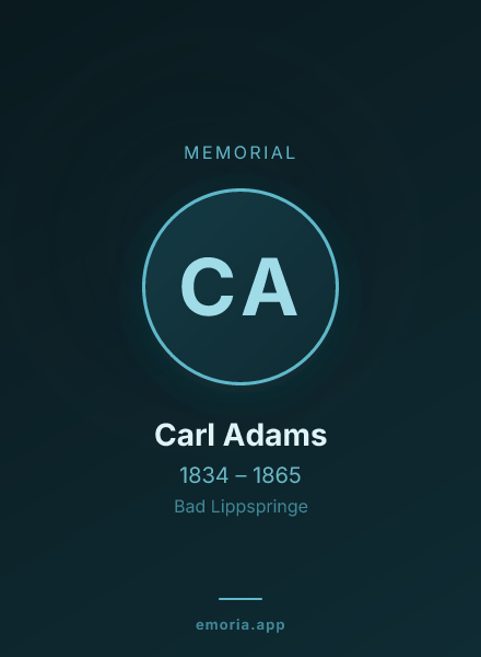 Memorial portrait of Carl Adams
