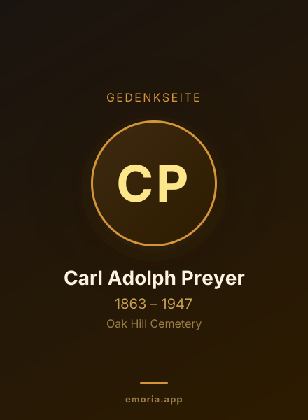Gedenkportrait von Carl Adolph Preyer