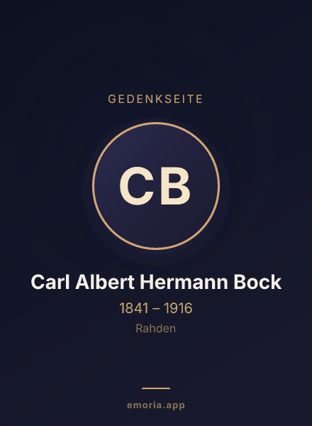 Gedenkportrait von Carl Albert Hermann Bock