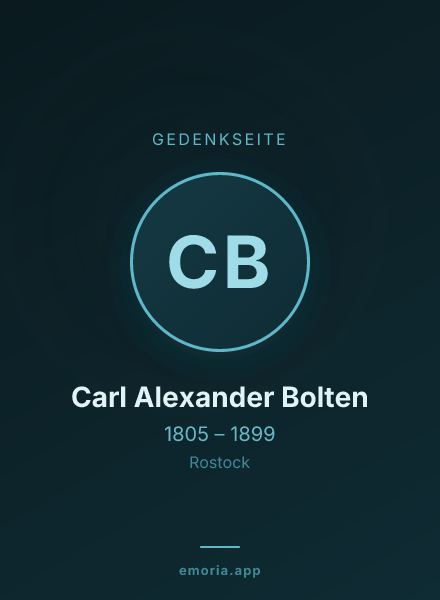 Gedenkportrait von Carl Alexander Bolten