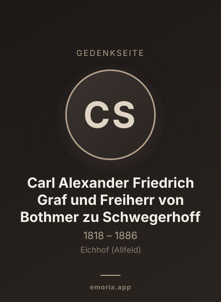 Gedenkportrait von Carl Alexander Friedrich Graf und Freiherr von Bothmer zu Schwegerhoff
