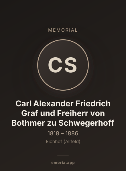 Memorial portrait of Carl Alexander Friedrich Graf und Freiherr von Bothmer zu Schwegerhoff