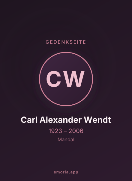 Gedenkportrait von Carl Alexander Wendt
