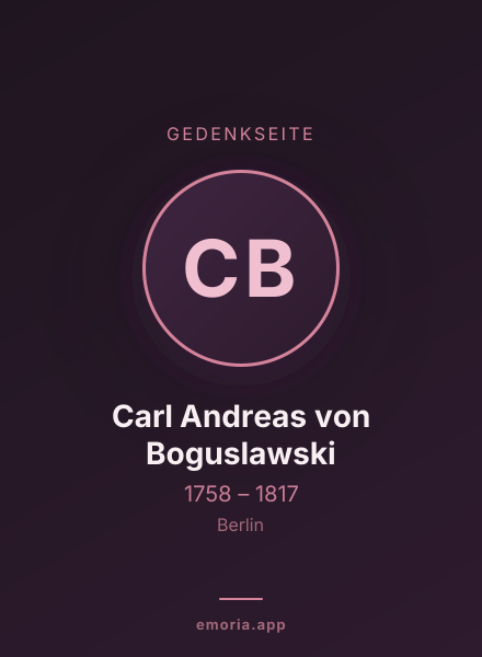 Gedenkportrait von Carl Andreas von Boguslawski
