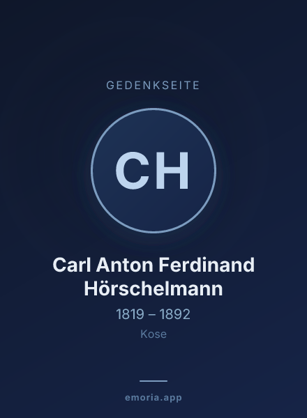 Gedenkportrait von Carl Anton Ferdinand Hörschelmann
