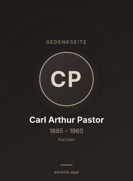 Gedenkportrait von Carl Arthur Pastor