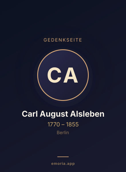 Gedenkportrait von Carl August Alsleben