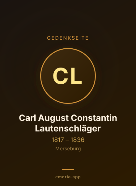 Gedenkportrait von Carl August Constantin Lautenschläger