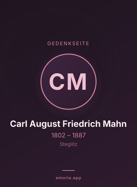 Gedenkportrait von Carl August Friedrich Mahn