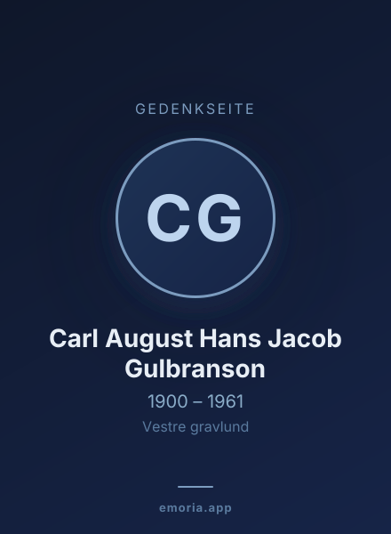 Gedenkportrait von Carl August Hans Jacob Gulbranson
